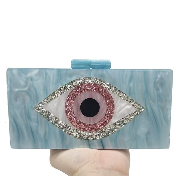 Blue eye acrylic clutch purse new - Picture 5 of 9